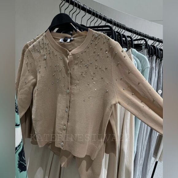 ZARA JEWEL BEADED KNIT CARDIGAN - Picture 7 of 7